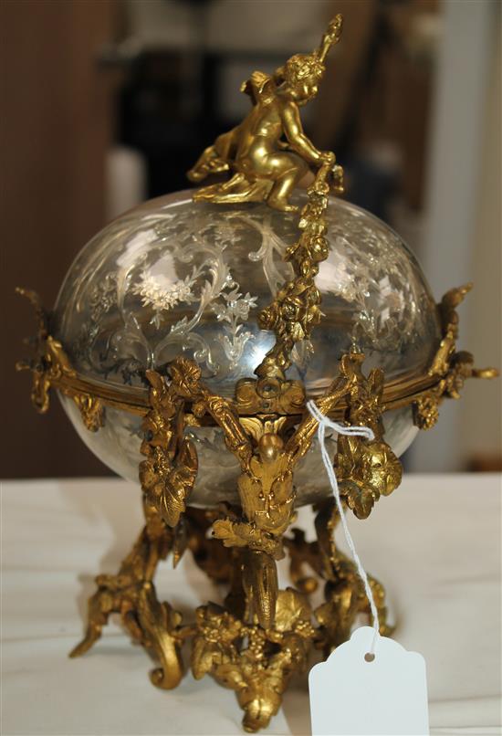 A 19th century French ormolu mounted glass and silver casket, by Alphonse Giroux of Paris, 9in.